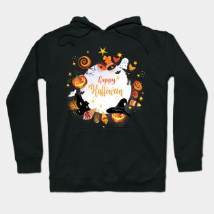 Halloween Night Party Decoration Treat or Trick Characters Pumpkin Paper Art Hoodie